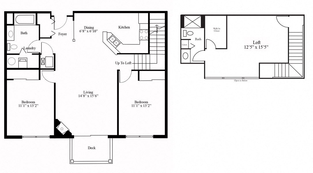 Floor plan for 2 beds, 2 baths, 1583 sqft